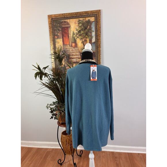 Women's Size XXL Ella Moss Sweater Pullover Ribbed V-Neck Blue Soft Long Sleeve - Picture 3 of 9